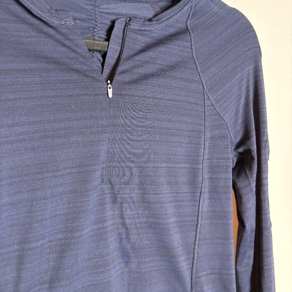 Athleta navy blue marled quarter zip long sleeve top - Picture 2 of 5